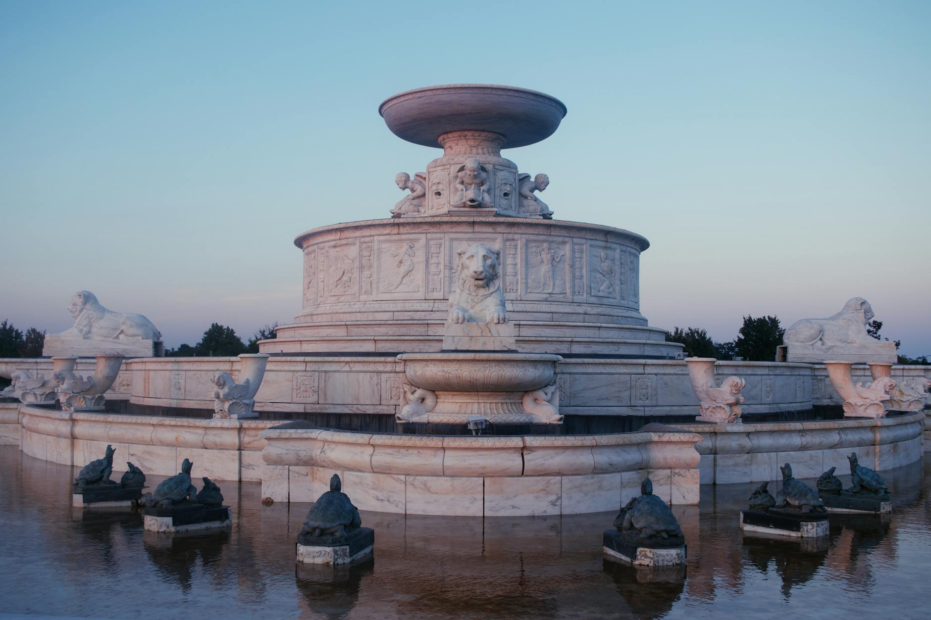 Historic ornamental fountain at Belle Isle park in Detroit