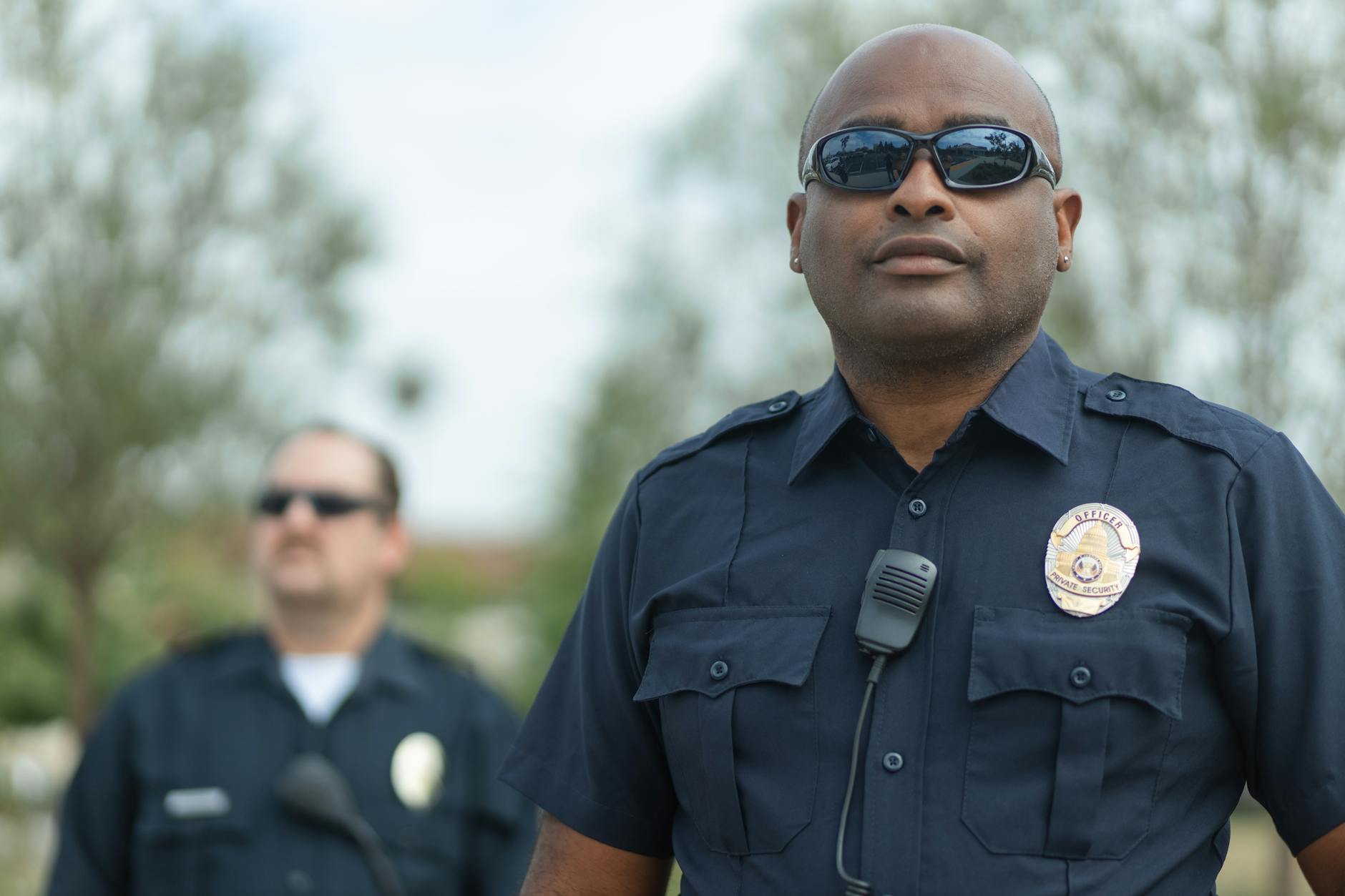 Police officers on patrol in a Detroit neighborhood
